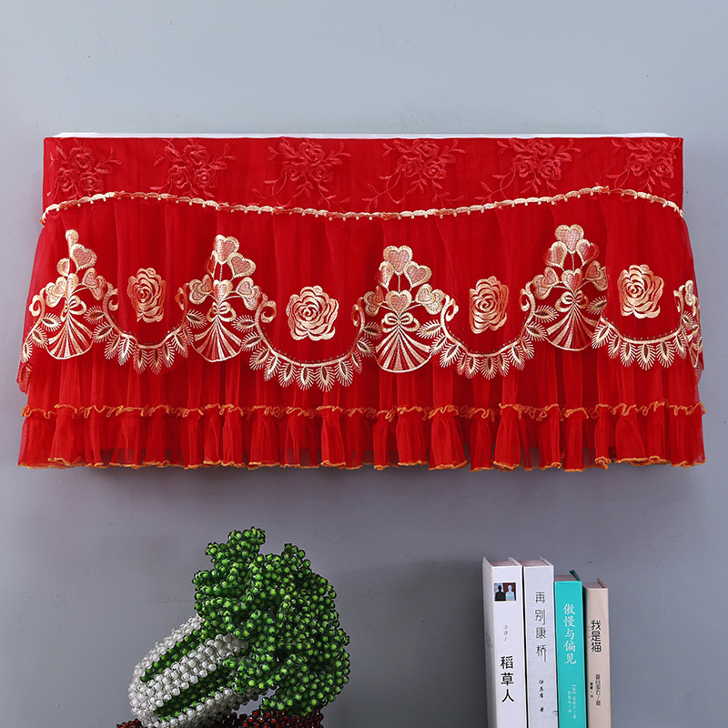 Picture of Wholesale New Wedding Starts Without Taking Off Hanging Air Conditioner Dust Cover 1.5 Hp Air Conditioner Cover Lace Red Air Conditioner Cover