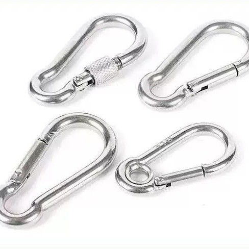 Picture of Galvanized Iron Hook with Loop and Nut, Outdoor Spring Buckle, Multi-Functional Hanging Buckle, Carabiner, Connecting Ring, Safety Buckle
