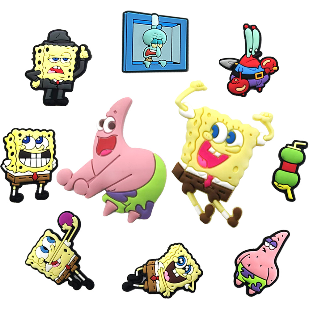 Picture of 10-Piece Set of Cute Spongebob Cartoon Clogs Shoe Charms DIY Shoe Accessories Decorative Buckles