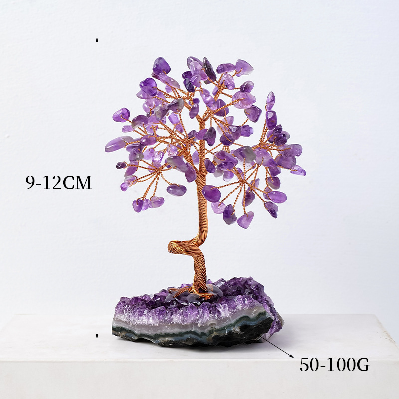 Picture of Natural Amethyst cluster fortune tree ornaments amethyst gravel Crystal raw stone tree home decoration crafts ornaments