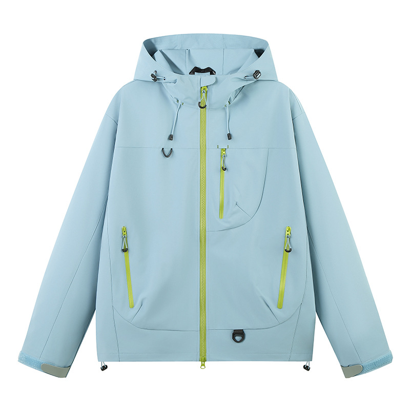 2025 Cross-Border Jacket Solid Color Casual Hooded Windproof Waterproof Jacket Wholesale Group Purchase Autumn Jacket Ready Stock