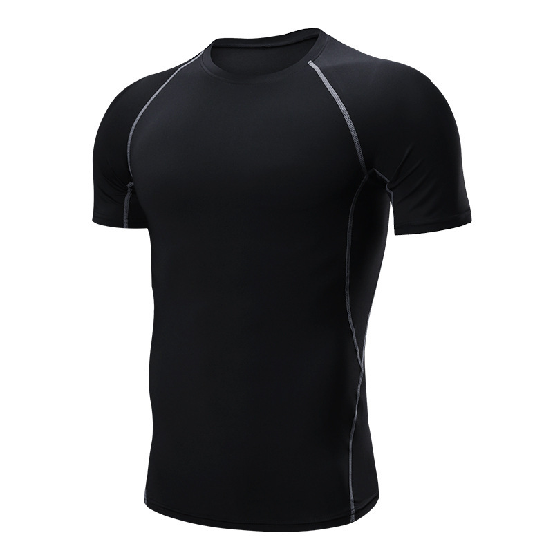 Tights Men's Short-Sleeved Vest High-Elastic Quick-Drying T-Shirt Fitness Clothing Gym Running Basketball Training Base Fitness