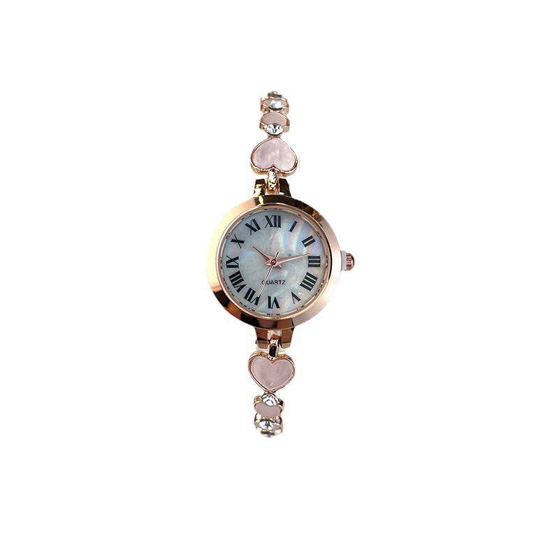 Picture of New Niche Ladies Quartz Watch Alloy Bracelet Diamond Love Heart-shaped Watch Small Dial Temperament Watch Factory Outlet