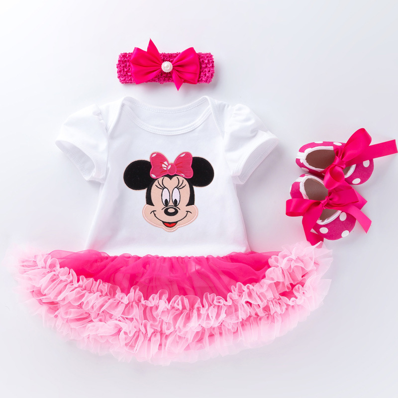 Picture of Cross-Border 2025 New Summer Clothes for Baby Girls Holiday Cartoon Short-Sleeved Rose Red Harem Skirt Three-Piece Suit Birthday Children's Skirt