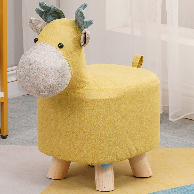 Picture of Elephant Stool children's animal stool solid wood shoe changing stool creative small stool home living room cartoon cute low stool
