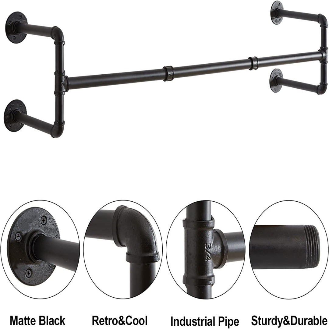 Picture of Industrial Style Metal Wall Hanging Clothes Rack Clothing Store Wrought Iron Coat Rack Clothing Props Old Water Pipe Hanger