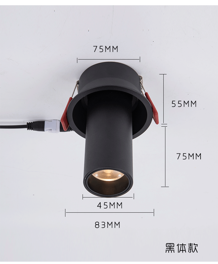 Picture of Embedded long tube spotlight ceiling lamp exhibition hall background wall cob hole lamp Nordic hole 7.5cm spotlight long mouth lamp