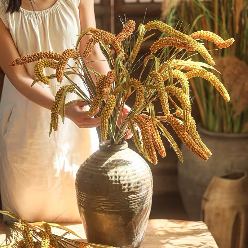 Simulation Plant Wheat Ear Rice Simulation Flower Pastoral Style Rice Simulation Crop Placement Flower bouquet Indoor and outdoor ornaments