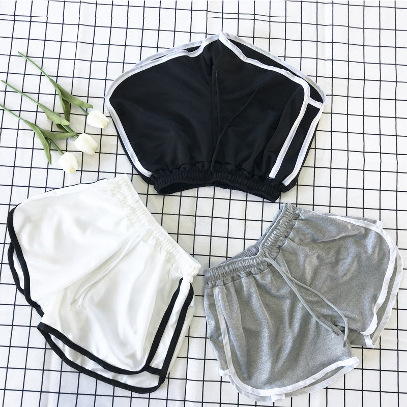 Picture of Korean Summer New High Waist Slimming Elastic Waist Lace-up Contrast Edge Solid Color Fresh Casual Shorts Hot Pants Women's Trendy