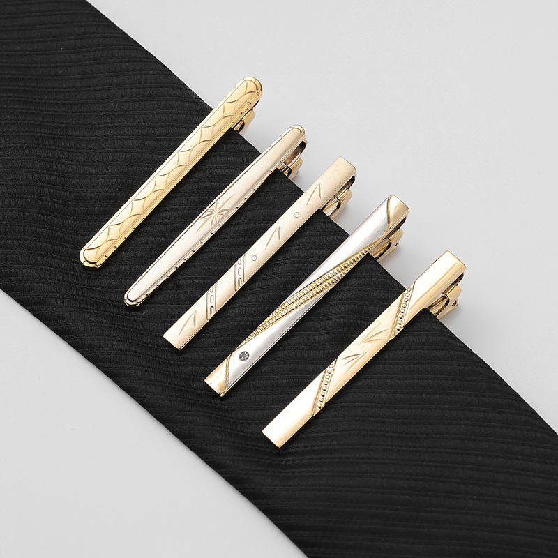 Simple Fashion Tie Clip Gold and Silver Double Color Tie Clip Dress Tie Clip Wedding All-match Tie Clip Men's Business