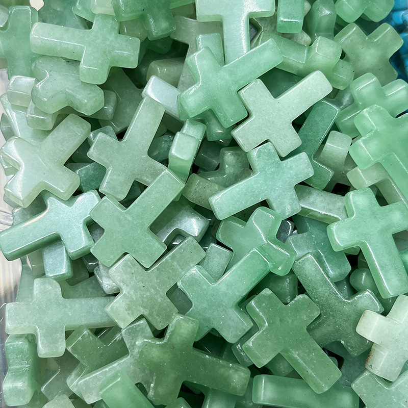 Picture of Cross-border Natural Crystal Hole-free Cross Pendant Cross Jade Necklace Accessories Hanging Ornaments Amazon