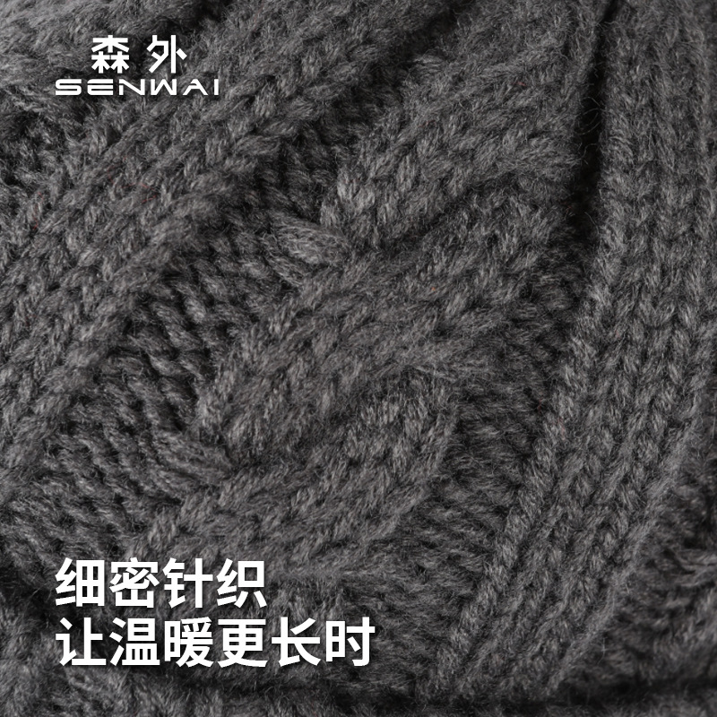 Picture of Hat men's winter warm fleece-lined thickened cap men's knitted cap outdoor cycling ear protection cold wool cap