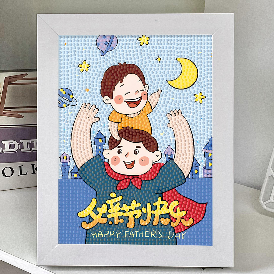 Father's Day Gift for Kidsren, Handmade DIY Diamond Stickers, Cartoon Educational Toys, Gifts for Dad, Father's Love Is Like a Mountain