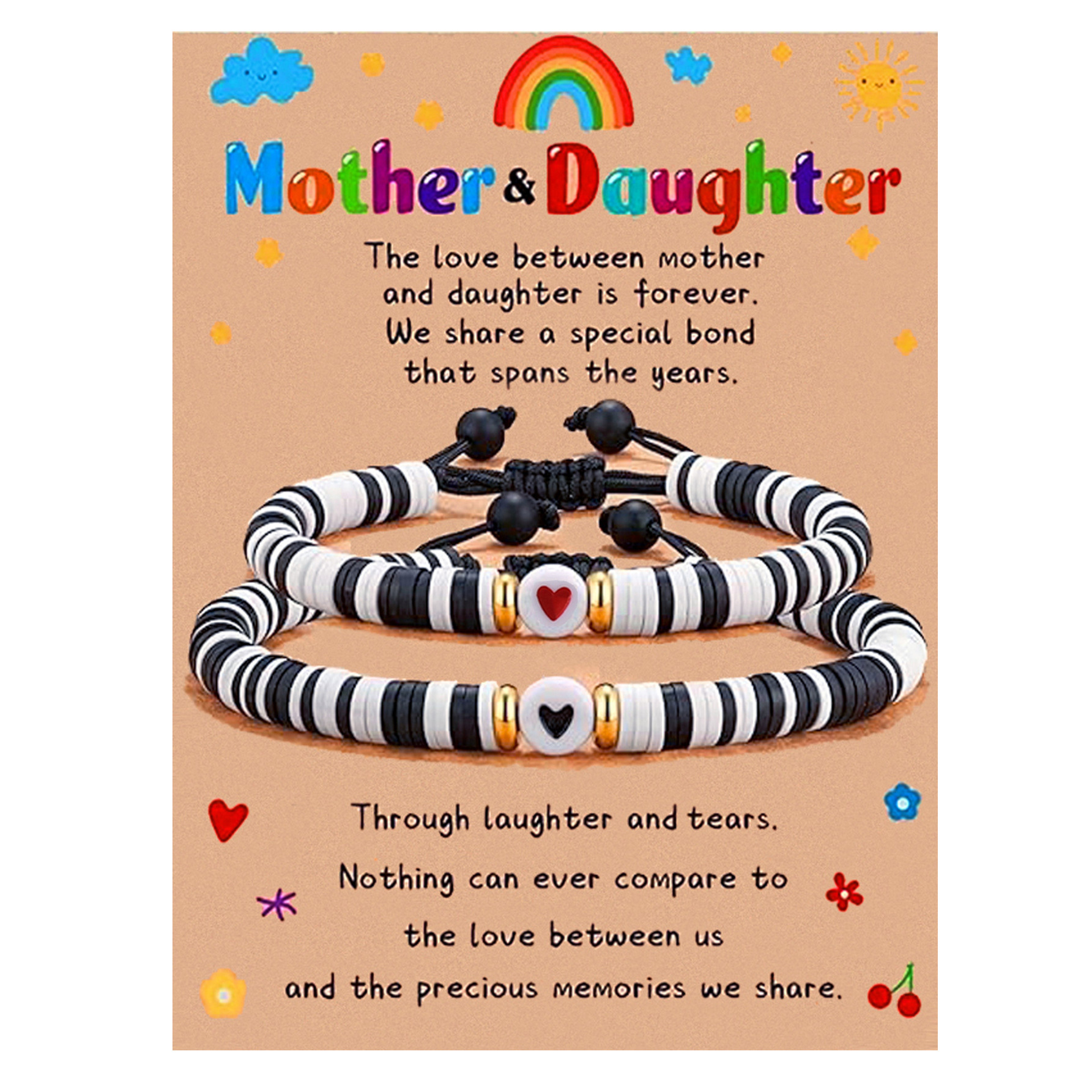 Picture of Cross-border Jewelry Temu Hot Mother's Day Bracelet Creative Soft Pottery Beaded Heart-shaped Mother and Daughter Parent-child Hand Rope for Women
