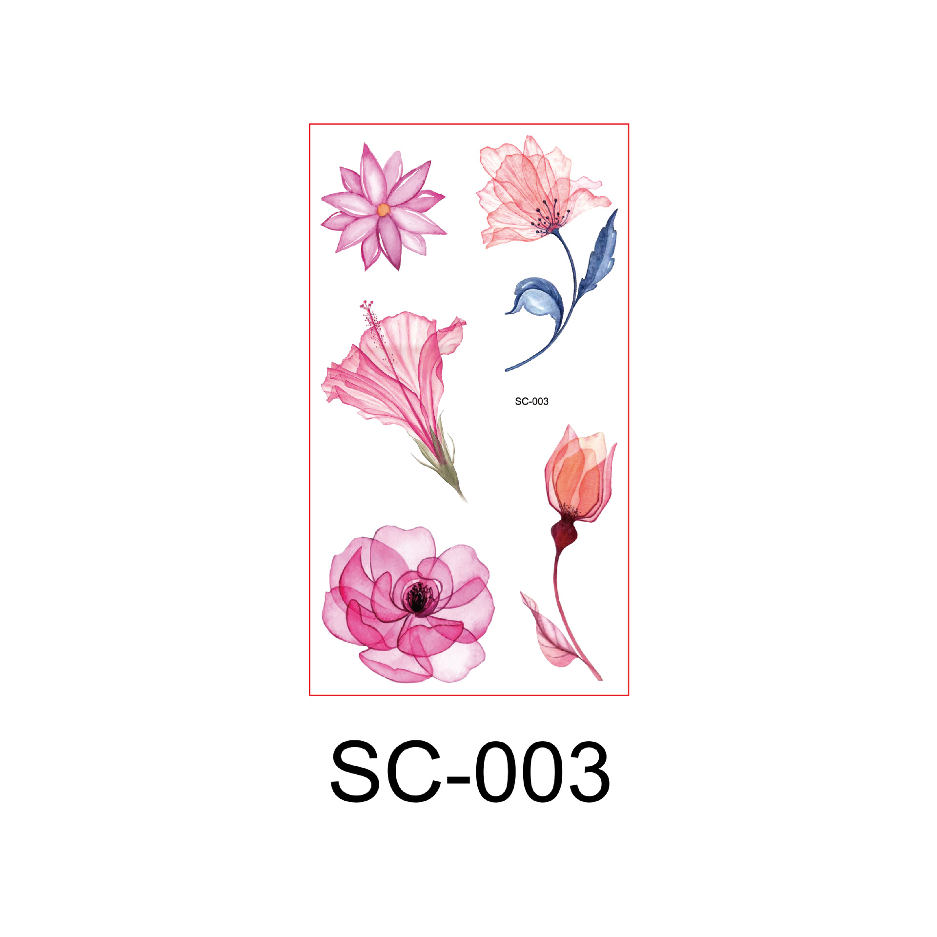Picture of Watercolor Flower Small Fresh Antique Tattoo Sticker Hand Back Collarbone Chest Sexy Cover Scar Flower Arm Tattoo Sticker