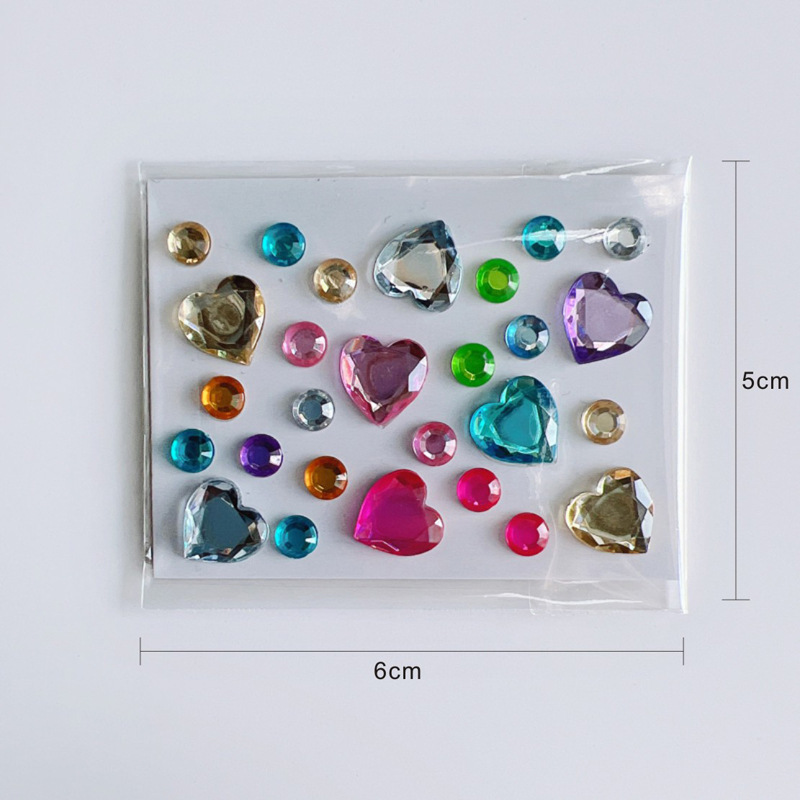 Picture of Mini Colorful Diamond Sticker Accessories Cross-Border DIY Diamond Stickers Acrylic Diamond Stickers Stars Heart Gem Stickers