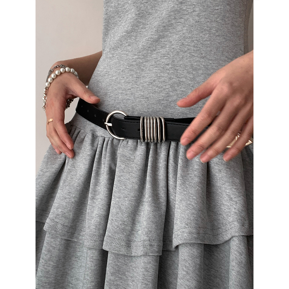 Dorothy Fashionable Retro Multi-Layered Silver Metal Ring Decorative Belt Niche Design Versatile Belt for Women