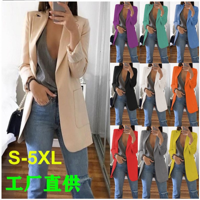Picture of Wish Amazon 2021 European and American fashion lapel slim cardigan elegant suit jacket women