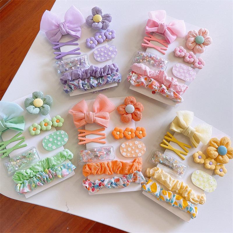 Cute flower all-match hairpin small intestine ring does not hurt hair ring summer fresh fabric fashion flowers wholesale generation hair