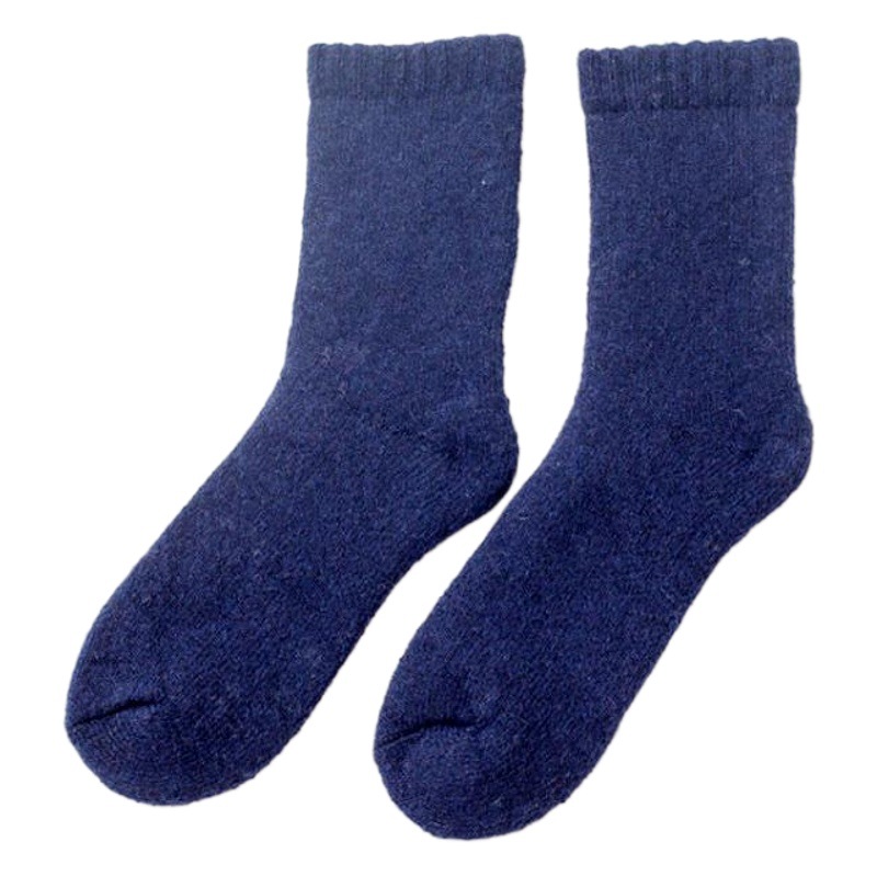 Autumn and winter new men's fleece-lined warm wool socks thickened solid color terry socks in the tube socks men's cotton socks wholesale