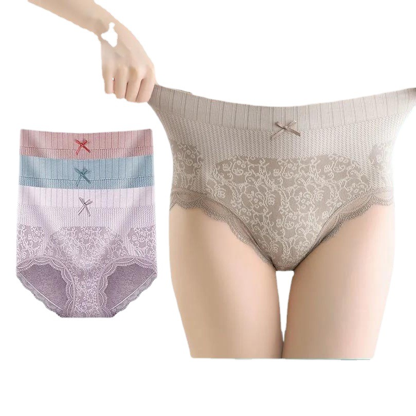 [Hot-Selling in Foreign Trade] Cross-Border E-Commerce-Palace Third Generation Graphene Postpartum Large Size Briefs Lace Underwear for Women