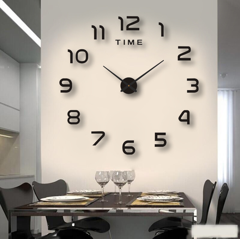 Creative Simple Large Size Digital Wall Clock Acrylic 3D Wall Clock European Living Room Wall Clock DIY Wall Clock