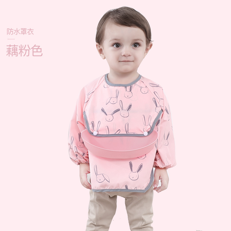 Picture of Children's Bib Set for Eating, Waterproof Dirty Smock, Baby Bellyband, Long-Sleeved Apron, Thin Autumn and Winter Baby Supplies