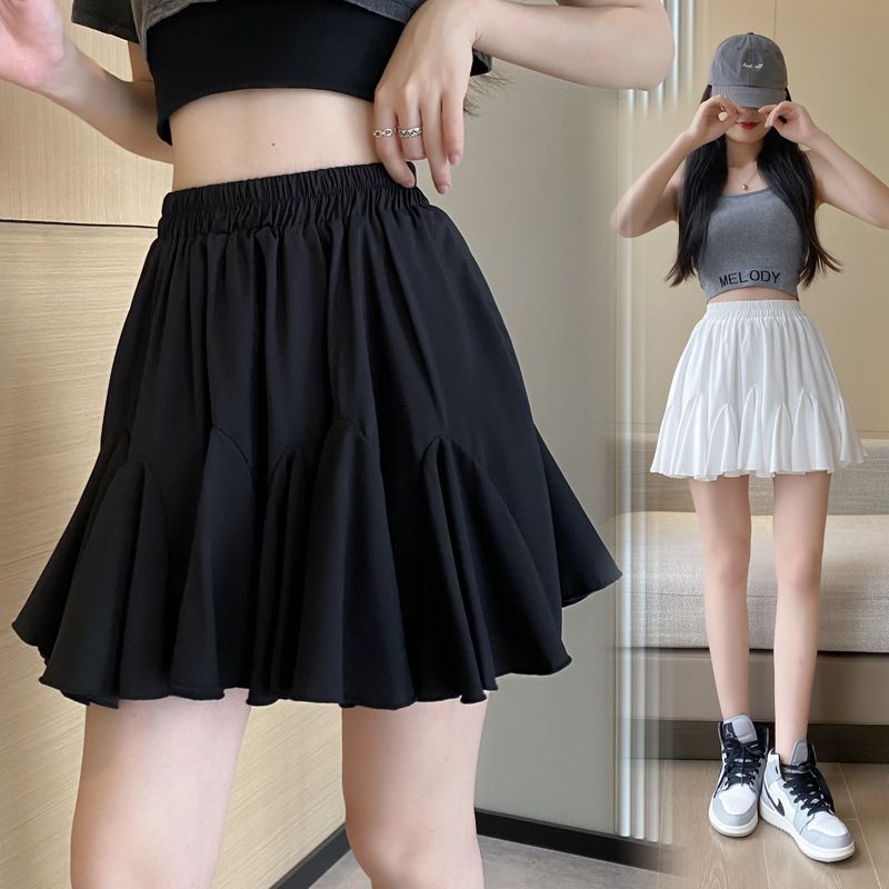 Short Skirt Women's Ruffled Skirt New Summer Women's All-match Slimming High Waist Puffy Skirt A- line Skirt Pleated Skirt