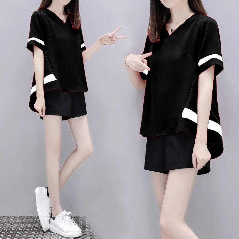 Picture of Fat Girl plus size women's clothing loose casual sports suit female student shorts short sleeve two-piece suit