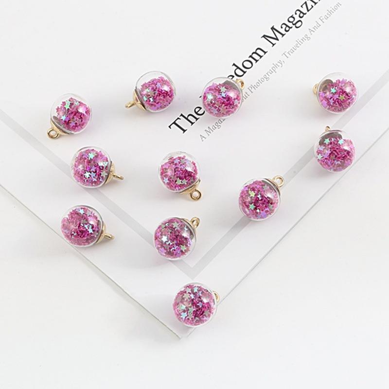 Picture of Cross-border Hot Sale Color Transparent Star Sequins Crystal Glass Ball Pendant DIY Handmade Ear Jewelry Accessories