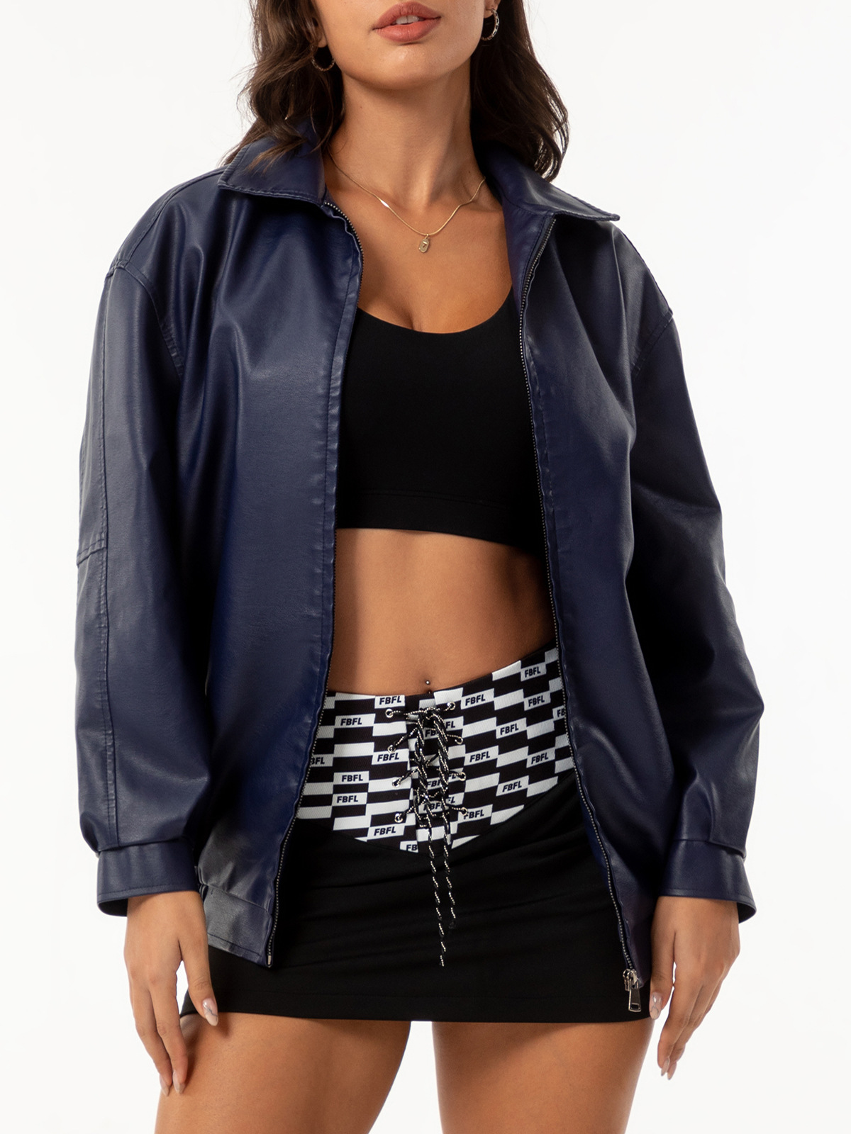 Picture of Fine leather jacket high-grade beautiful popular loose leather jacket sexy versatile spring and autumn leather jacket