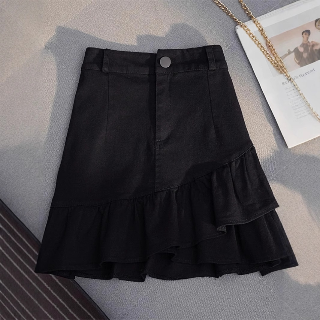 Women's Korean Fashion All-match Ruffled Skirt High Waist Slim A- line Hip Skirt 2023 Early Spring New