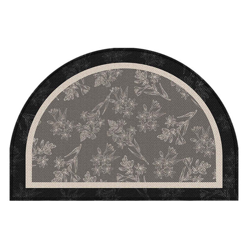 Light Luxury Semicircle Belgian Velvet Entrance Door Floor Mat Non-Slip Carpet Wear-Resistant Door Dust-Removing Foot Mat Door