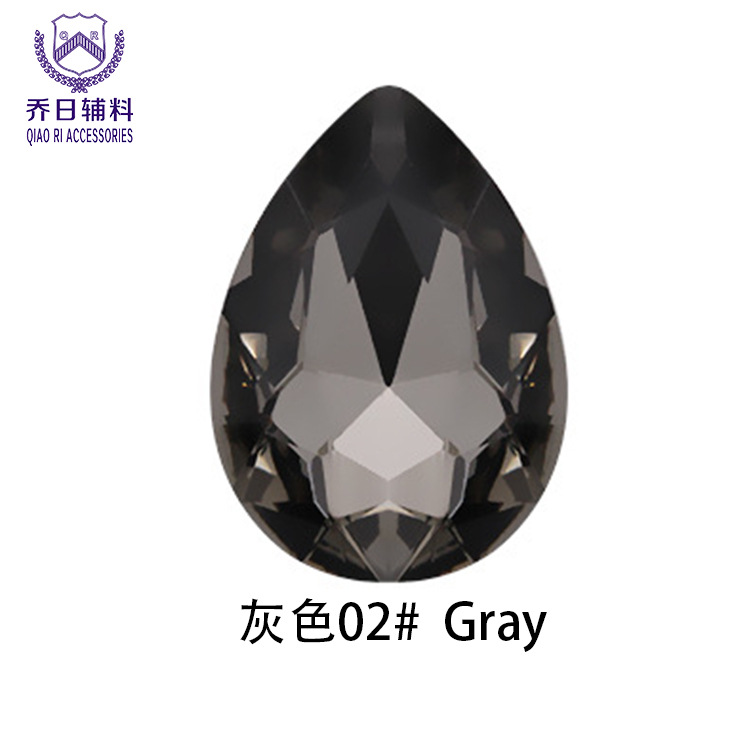 Picture of Factory wholesale 18*25 water drop double hole glass wedding dress diamond diy hair accessories shoes accessories beads in stock