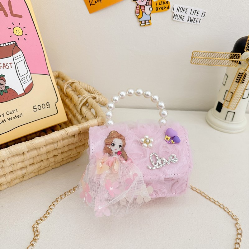 Picture of Korean Style Princess Handbag Fashion Bow Children Shoulder Bag Stylish Cute Girl Small Square Bag