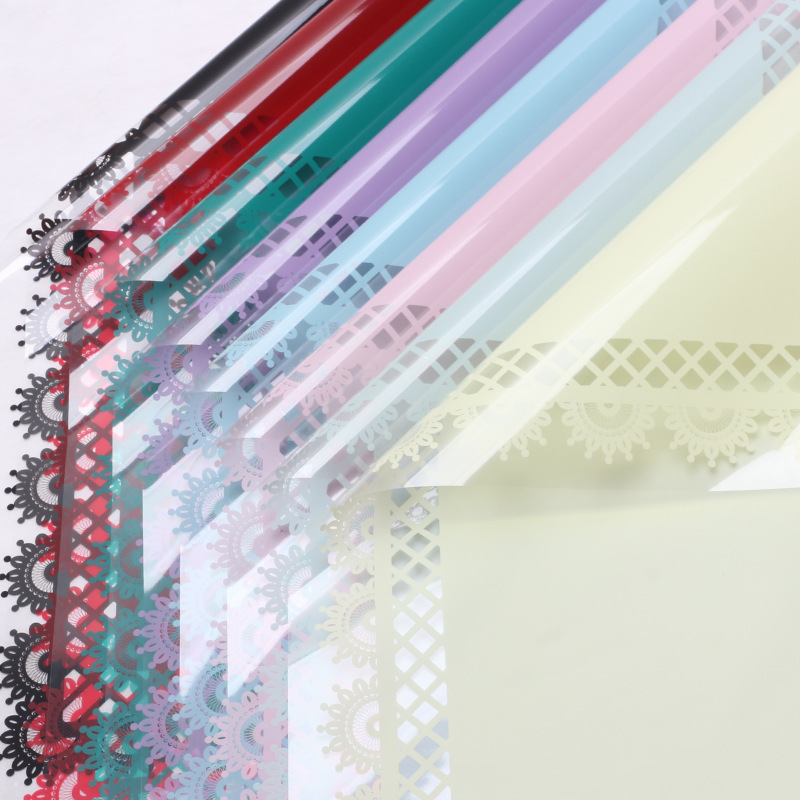 Xi Hua Nong Lace Border Korean Plain Paper Flower Wrapping Paper Transparent Cellophane Handmade Gift Paper Flower Shop Flower Art