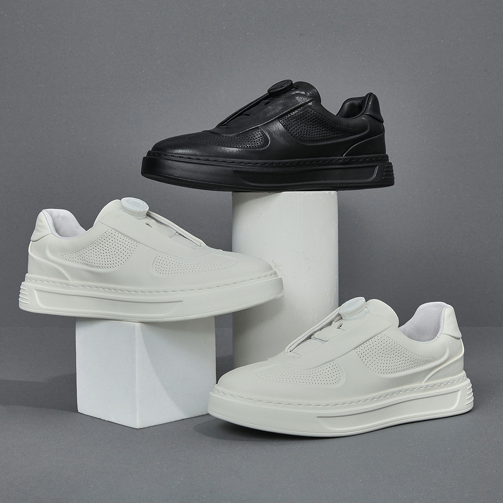Genuine Leather Sneakers Men's Trendy All-match Shoes European Station Men's Shoes High-end Light Luxury Slip-on Swivel Buckle Lazy Shoes