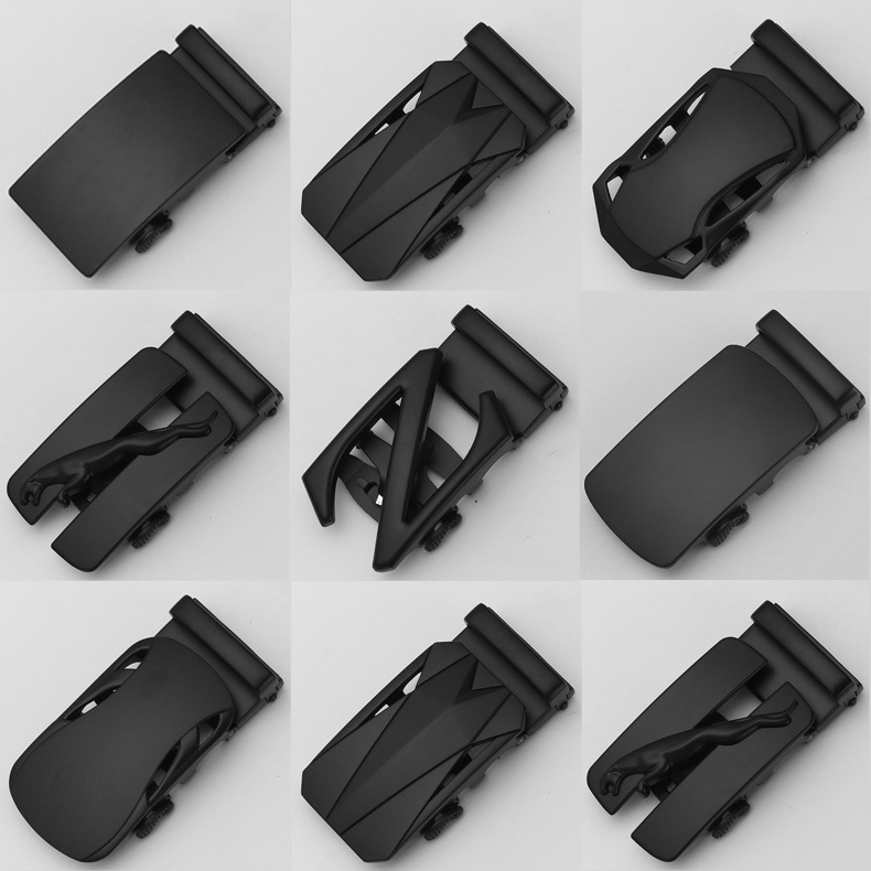Wanpin 3.5cm Men's Leather Belt Buckle, Black Automatic Buckle Belt, Men's Pants Belt, Metal Belt Buckle