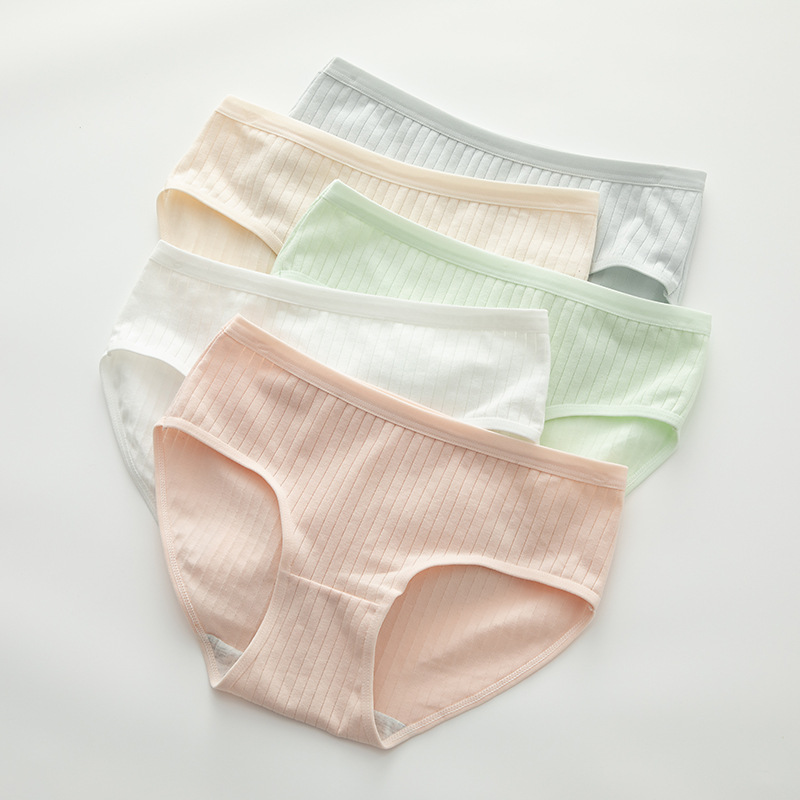 Picture of Japanese-style Molandi Simple Solid Color Underwear Women's Mid-waist Breathable Pure Cotton Crotch Sheath Thin Student Briefs
