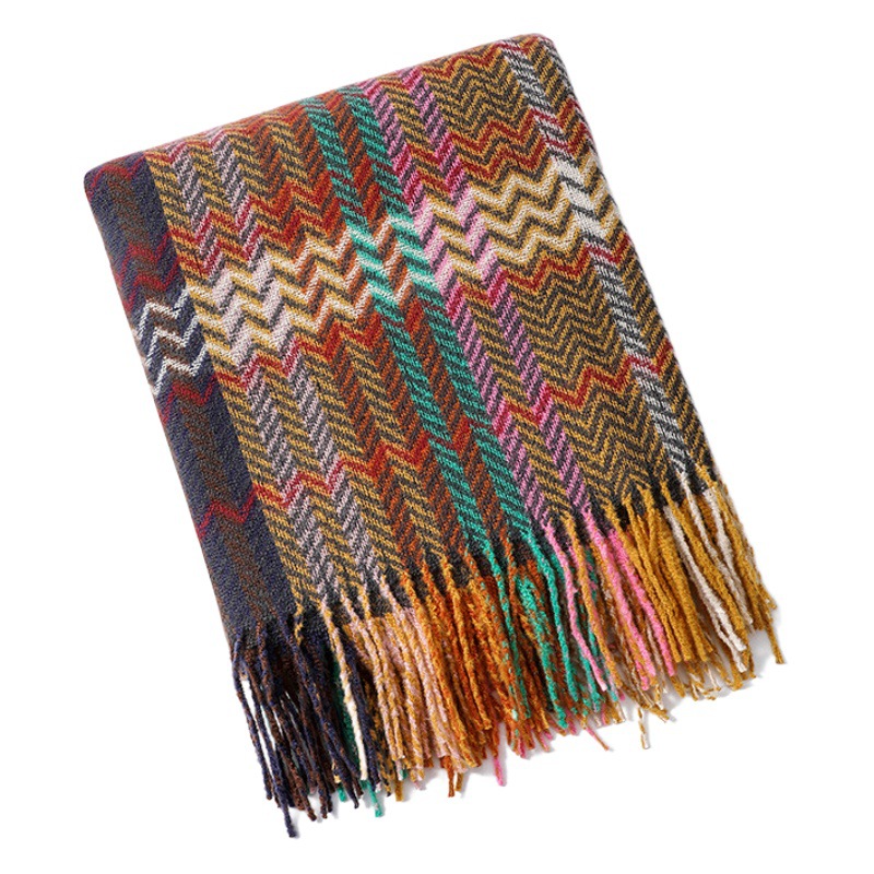 Picture of Sofa Blanket, Throw Blanket, Air Conditioning Blanket, Wavy Ethnic Style Woven Bed Sheets, Sofa Towel, Tablecloth, Summer Blanket