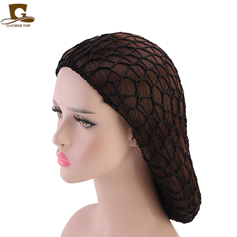 Picture of Women's Handmade Crocheted Braided Net, Mesh Pocket, Mesh Plate Hair Hat, Nightcap, Retro Bow, Retro Style