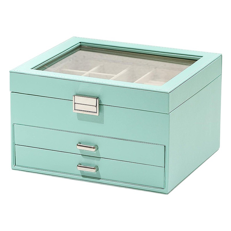 Cross-border Jewelry Storage Box Household Ring Earrings Jewelry Necklace Bracelet Window Drawer Large Capacity Jewelry Box