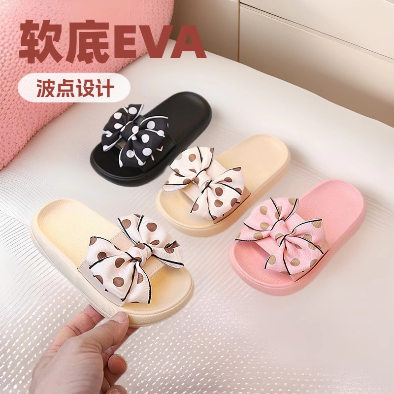 Children's EVA Bow Slippers Girls' 2025 Summer Home Non-Slip Thickened Baby Beach Polo Slippers