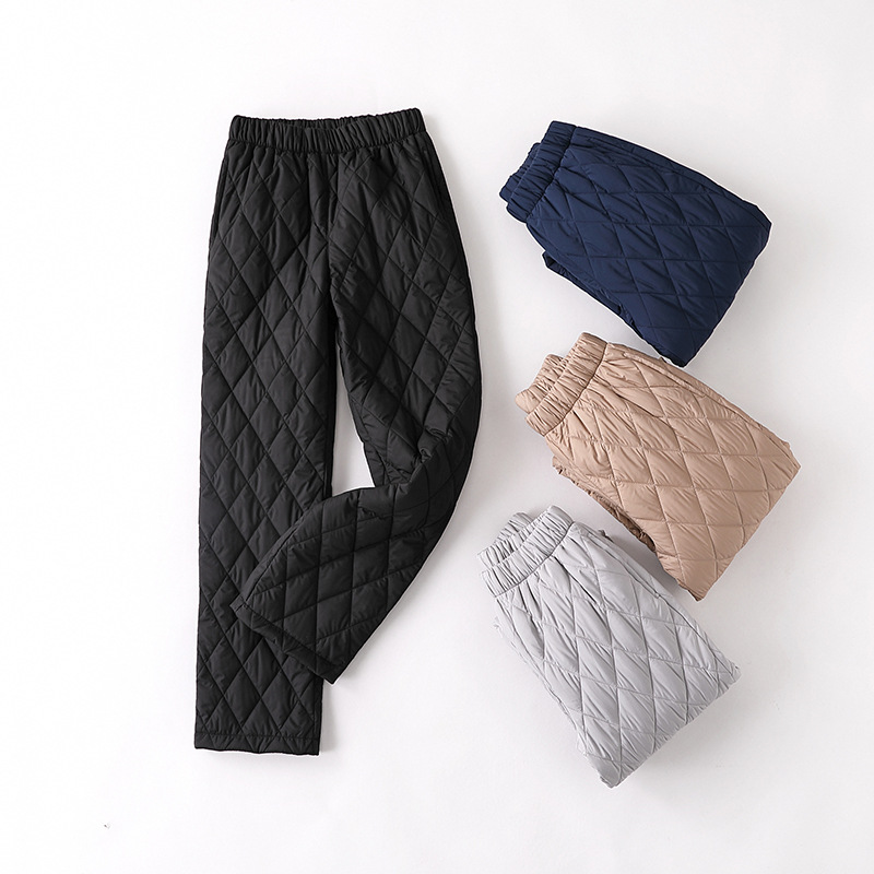 Picture of Wide-Leg Cotton Trousers for Women in Autumn and Winter, Thickeneded Middle-Aged and Elderly Warm Trousers, Slimming Look Large Size Casual Straight Outer Wear down Cotton Trousers