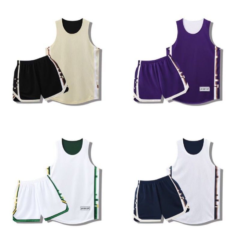 Double-Sided Basketball Uniform Sports Casual Fashion Suit Quick-Drying Vest Shorts Two-Piece Set New Letter Youth No