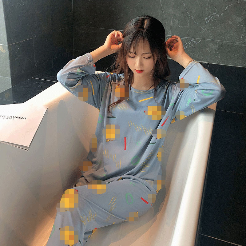 Picture of Factory Clearance Welfare Spring and Autumn Pajamas Women's Casual Comfortable Lady Style Long Sleeve Trousers Two-Piece Home Clothes