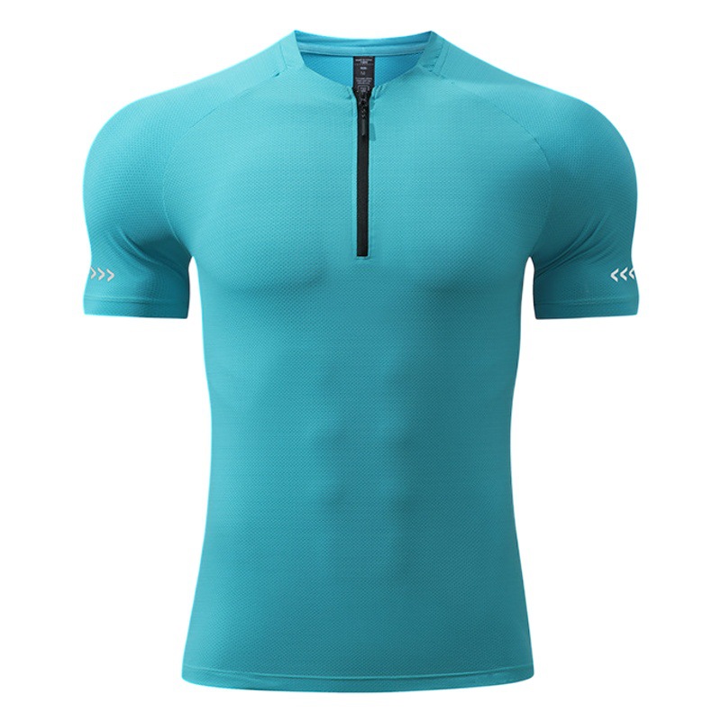 Summer Men's Outdoor Bird Home Stand Collar Half Zipper Sports T-shirt High Elastic Breathable Quick-drying Clothes Short Sleeve Printable log