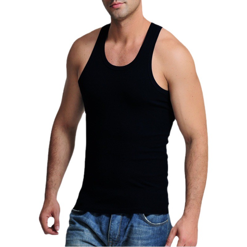 Men's cotton vest sports strap base hurdles solid color stretch slim summer a generation of 2022 summer new