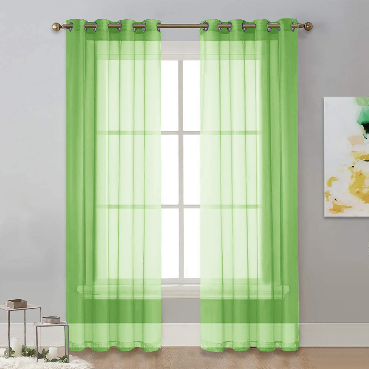 Picture of Cross-border Solid Color Perforated Trilon Semi-shading Curtain Screen Living Room Bay Window Balcony Decorative Window Screen SHEIN