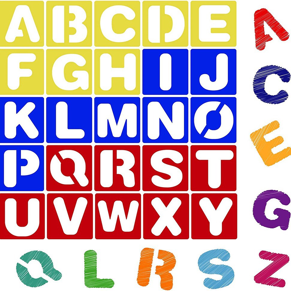 Color Hollow Numeric Alphabet Painting Template Children Beginner Writing Aids Writing Guide Template